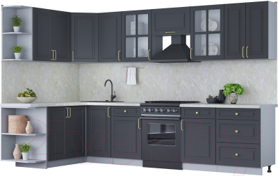 Готовая кухня Интерлиния Мила Шато 1.7x3.2 левая - фото