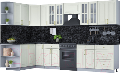 Готовая кухня Интерлиния Мила Шато 1.7x3.3 левая - фото