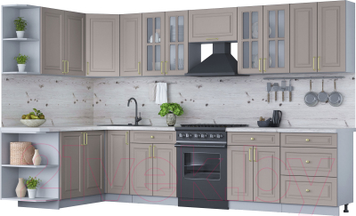 Готовая кухня Интерлиния Мила Шато 1.7x3.3 левая - фото