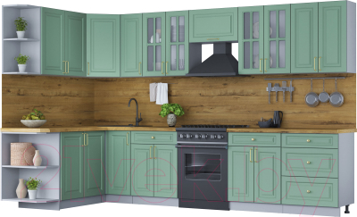 Готовая кухня Интерлиния Мила Шато 1.7x3.3 левая - фото