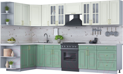 Готовая кухня Интерлиния Мила Шато 1.7x3.3 левая - фото