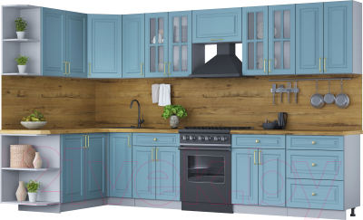 Готовая кухня Интерлиния Мила Шато 1.7x3.3 левая - фото