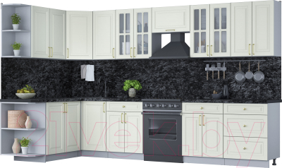 Готовая кухня Интерлиния Мила Шато 1.7x3.4 левая - фото