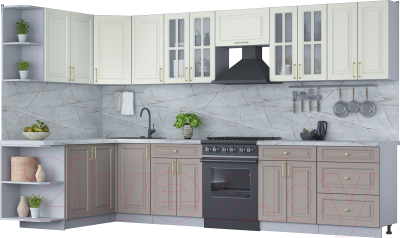 Готовая кухня Интерлиния Мила Шато 1.7x3.4 левая - фото