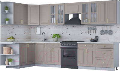 Готовая кухня Интерлиния Мила Шато 1.7x3.4 левая - фото