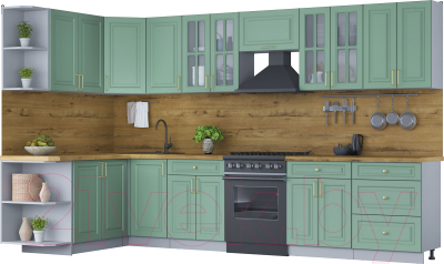 Готовая кухня Интерлиния Мила Шато 1.7x3.4 левая - фото