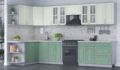 Готовая кухня Интерлиния Мила Шато 1.7x3.4 левая