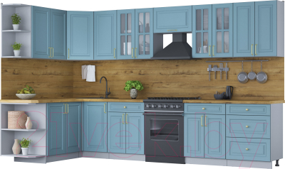 Готовая кухня Интерлиния Мила Шато 1.7x3.4 левая - фото