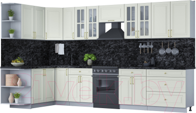 Готовая кухня Интерлиния Мила Шато 1.7x3.5 левая - фото