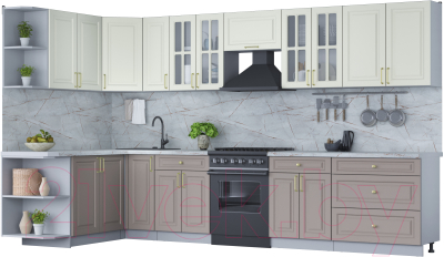 Готовая кухня Интерлиния Мила Шато 1.7x3.5 левая - фото