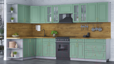 Готовая кухня Интерлиния Мила Шато 1.7x3.5 левая