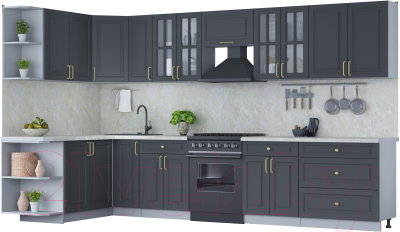 Готовая кухня Интерлиния Мила Шато 1.7x3.5 левая - фото