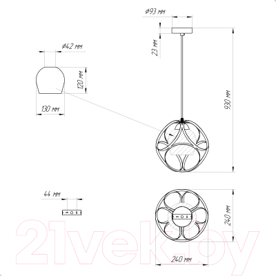 Потолочный светильник Элетех Романо 211 НСБ 01-60-181 Е27 / 1005405227 (черный муар)