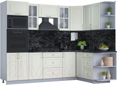 Готовая кухня Интерлиния Мила Шато 1.68x2.6 ВТ правая - фото