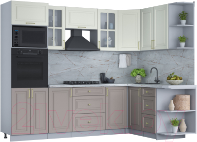 Готовая кухня Интерлиния Мила Шато 1.68x2.6 ВТ правая - фото