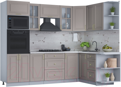 Готовая кухня Интерлиния Мила Шато 1.68x2.6 ВТ правая - фото