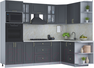 Готовая кухня Интерлиния Мила Шато 1.68x2.6 ВТ правая - фото