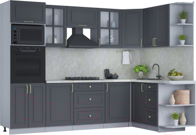 Готовая кухня Интерлиния Мила Шато 1.68x2.8 ВТ правая - фото