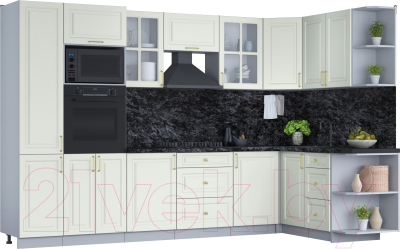 Готовая кухня Интерлиния Мила Шато 1.68x3.2 ВТ правая - фото