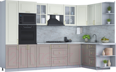 Готовая кухня Интерлиния Мила Шато 1.68x3.2 ВТ правая - фото