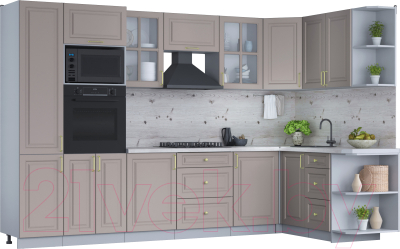 Готовая кухня Интерлиния Мила Шато 1.68x3.2 ВТ правая - фото