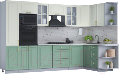 Готовая кухня Интерлиния Мила Шато 1.68x3.2 ВТ правая - фото