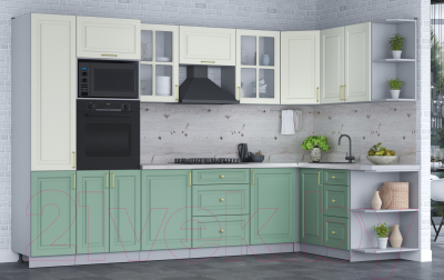 Готовая кухня Интерлиния Мила Шато 1.68x3.2 ВТ правая