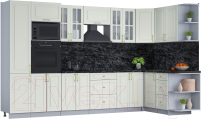 Готовая кухня Интерлиния Мила Шато 1.68x3.4 ВТ правая - фото