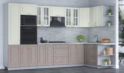 Готовая кухня Интерлиния Мила Шато 1.68x3.4 ВТ правая