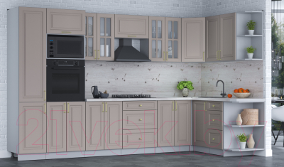 Готовая кухня Интерлиния Мила Шато 1.68x3.4 ВТ правая