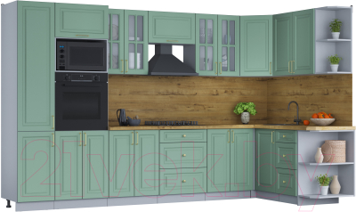 Готовая кухня Интерлиния Мила Шато 1.68x3.4 ВТ правая - фото