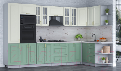 Готовая кухня Интерлиния Мила Шато 1.68x3.4 ВТ правая