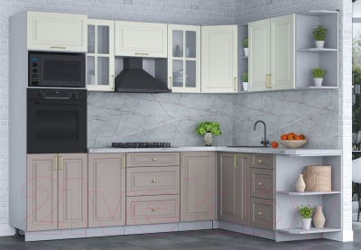 Готовая кухня Интерлиния Мила Шато 1.88x2.6 ВТ правая