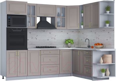 Готовая кухня Интерлиния Мила Шато 1.88x2.6 ВТ правая - фото