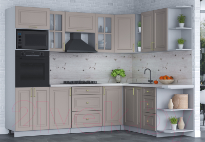 Готовая кухня Интерлиния Мила Шато 1.88x2.6 ВТ правая