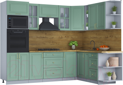 Готовая кухня Интерлиния Мила Шато 1.88x2.6 ВТ правая - фото