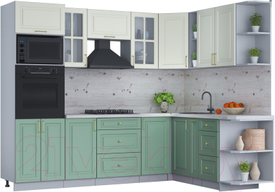 Готовая кухня Интерлиния Мила Шато 1.88x2.6 ВТ правая - фото