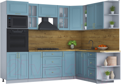 Готовая кухня Интерлиния Мила Шато 1.88x2.6 ВТ правая - фото