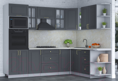 Готовая кухня Интерлиния Мила Шато 1.88x2.6 ВТ правая