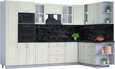 Готовая кухня Интерлиния Мила Шато 1.88x3.2 ВТ правая - фото