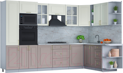 Готовая кухня Интерлиния Мила Шато 1.88x3.2 ВТ правая - фото