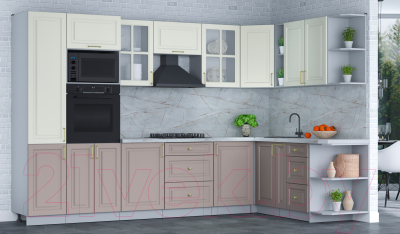 Готовая кухня Интерлиния Мила Шато 1.88x3.2 ВТ правая