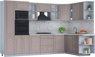 Готовая кухня Интерлиния Мила Шато 1.88x3.2 ВТ правая - фото