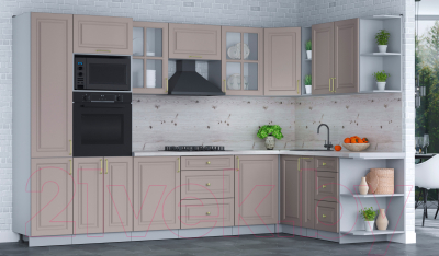 Готовая кухня Интерлиния Мила Шато 1.88x3.2 ВТ правая