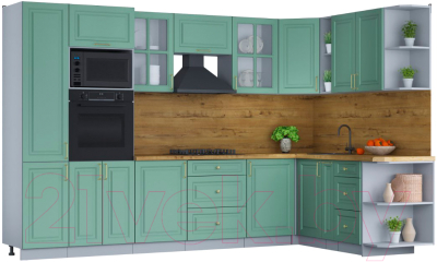 Готовая кухня Интерлиния Мила Шато 1.88x3.2 ВТ правая - фото