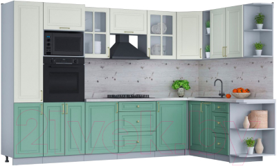 Готовая кухня Интерлиния Мила Шато 1.88x3.2 ВТ правая - фото