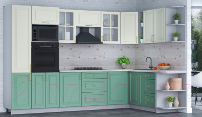 Готовая кухня Интерлиния Мила Шато 1.88x3.2 ВТ правая