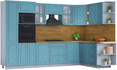 Готовая кухня Интерлиния Мила Шато 1.88x3.2 ВТ правая - фото