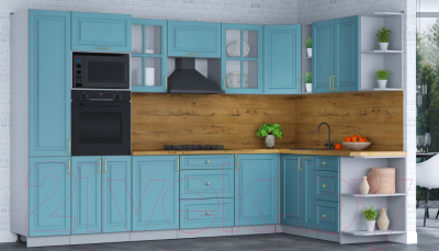 Готовая кухня Интерлиния Мила Шато 1.88x3.2 ВТ правая