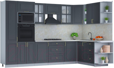 Готовая кухня Интерлиния Мила Шато 1.88x3.2 ВТ правая - фото